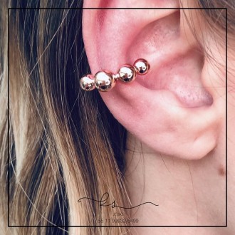 Detalhes do produto piercing ouro rose 8 bolinhas lisas