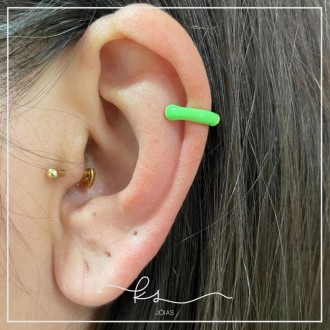 Detalhes do produto piercing ouro esmaltado neon verde