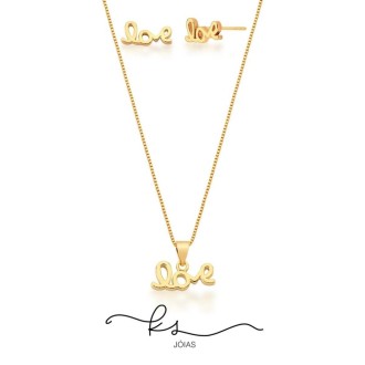 Detalhes do produto Conjunto ouro escrita love lisa